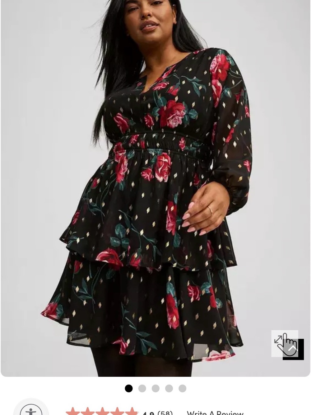 Torrid Smocked Waist Mini Dress Metallic Diamonds and Roses